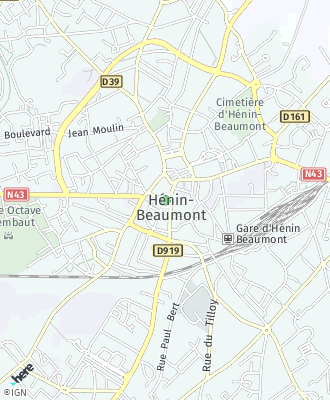 Plan d'accés MAIRIE HENIN-BEAUMONT - service Titres sécurisés en Mairie Annexe