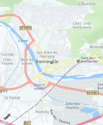 Plan d'accés Mairie de BONNEVILLE