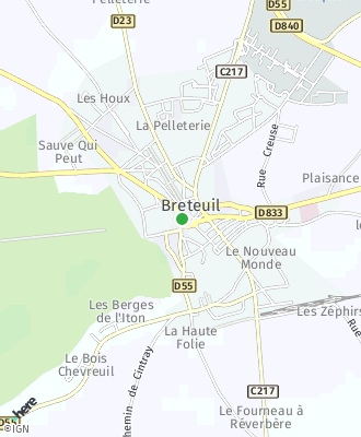 Plan d'accés Mairie de BRETEUIL SUR ITON