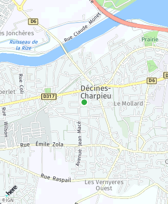 Plan d'accés Mairie de DECINES CHARPIEU